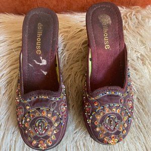 Burgundy Clog w/Sequins sz 6.5